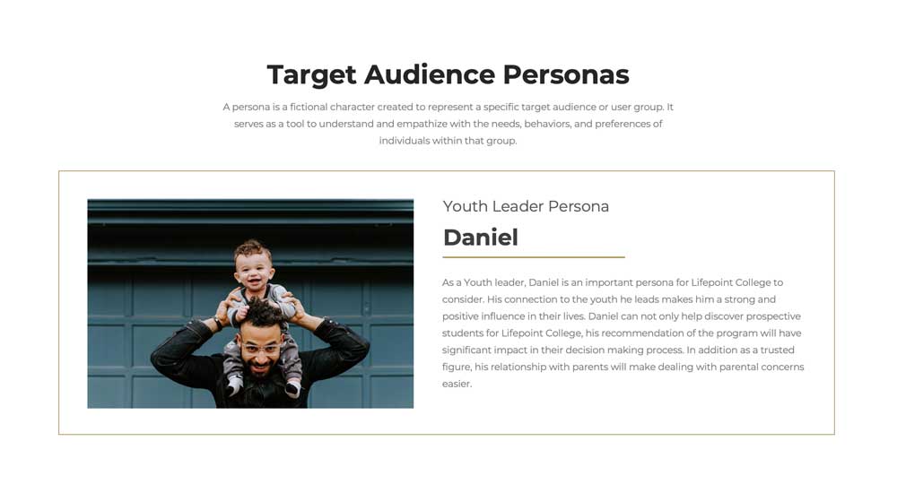 UX Design for Websites - Target Audience Personas - Youth Pastor
